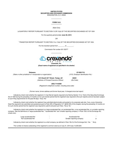 Vorschaubild Crexendo 10-Q Quartalsbericht 2015 