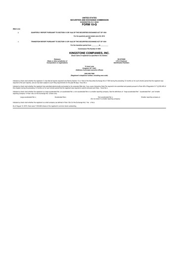 Vorschaubild Kingstone Companies 10-Q Quartalsbericht 2015 