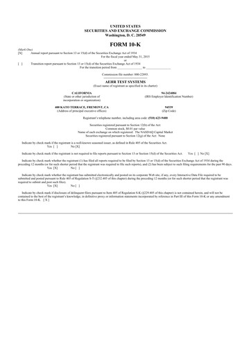 Thumbnail Aehr Test Systems 10-K Annual Report 2015