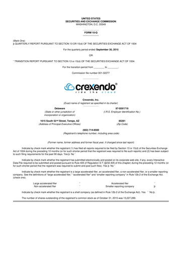 Vorschaubild Crexendo 10-Q Quartalsbericht 2015 