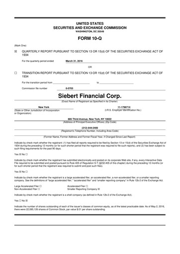 Vorschaubild Siebert Financial 10-Q Quartalsbericht 2016 