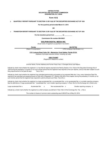 Thumbnail Dolphin Entertainment
 10-Q Quarterly Report FY2016 