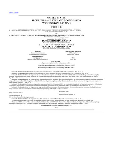 Thumbnail Anywhere Real Estate 10-K Annual Report 2011