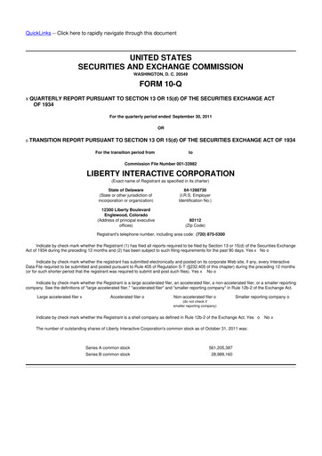 Thumbnail QVC Group 10-Q Quarterly Report FY2010 