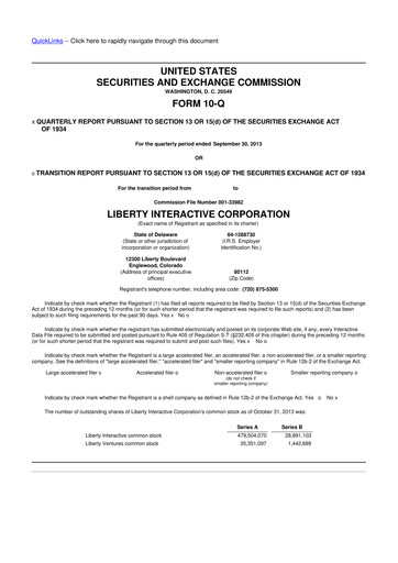 Thumbnail QVC Group 10-Q Quarterly Report FY2013 