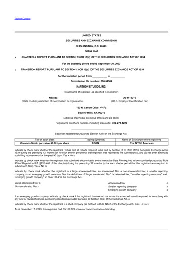 Thumbnail Kartoon Studios 10-Q Quarterly Report FY2023 