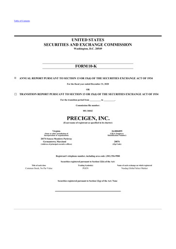 Miniature Precigen 10-K Rapport annuel 2020