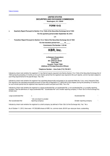 Thumbnail KBR
 10-Q Quarterly Report FY2012 