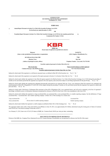 Thumbnail KBR
 10-K Annual Report 2012