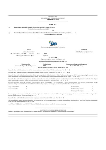 Thumbnail KBR
 10-K Annual Report 2019