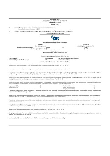 Thumbnail KBR
 10-K Annual Report 2023