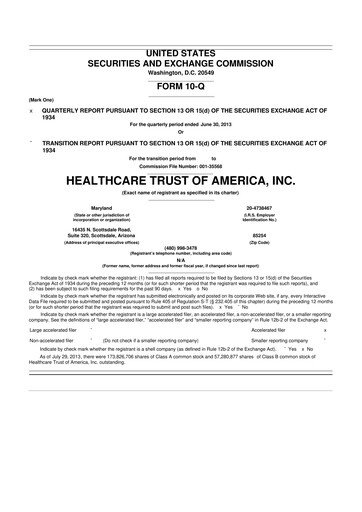 Thumbnail Healthcare Realty Trust 10-Q Quarterly Report FY2013 