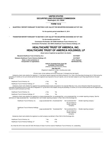 Thumbnail Healthcare Realty Trust 10-Q Quarterly Report FY 