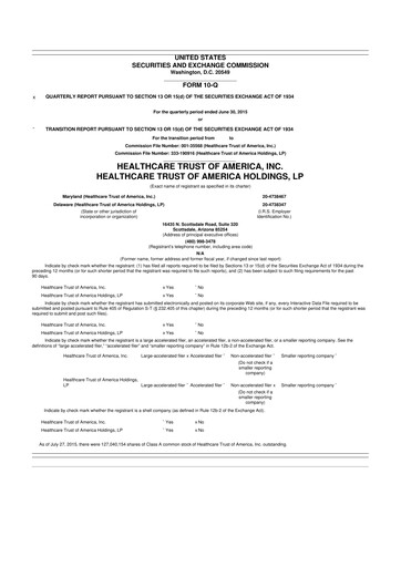 Thumbnail Healthcare Realty Trust 10-Q Quarterly Report FY 