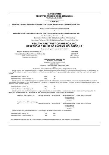 Thumbnail Healthcare Realty Trust 10-Q Quarterly Report FY 