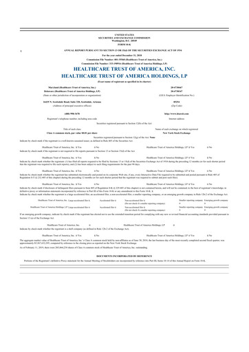 Thumbnail Healthcare Realty Trust 10-K Annual Report 