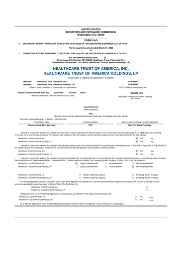 Thumbnail Healthcare Realty Trust 10-Q Quarterly Report FY 