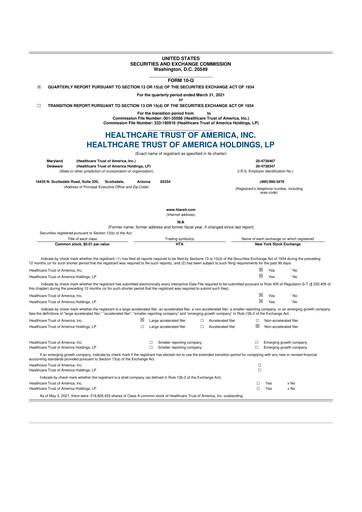 Thumbnail Healthcare Realty Trust 10-Q Quarterly Report FY 