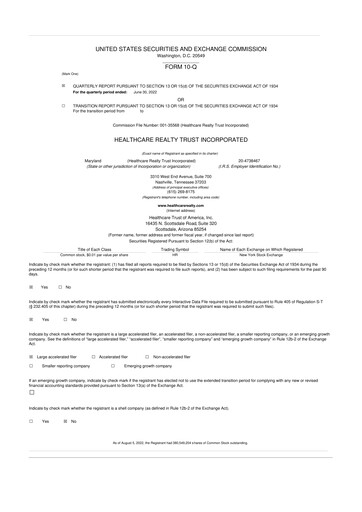 Thumbnail Healthcare Realty Trust 10-Q Quarterly Report FY2022 