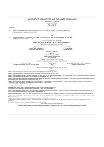 Thumbnail Healthcare Realty Trust 10-K Annual Report 2025