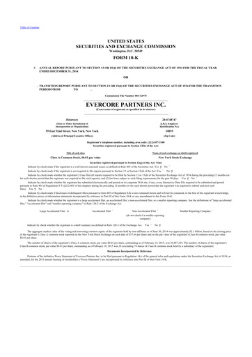 Thumbnail Evercore 10-K Annual Report 2014