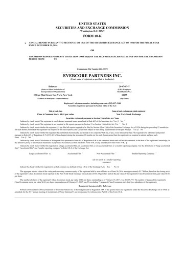 Thumbnail Evercore 10-K Annual Report 2016