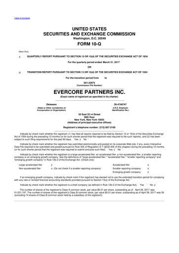 Vorschaubild Evercore 10-Q Quartalsbericht 2017 