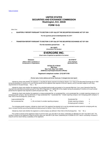 Vorschaubild Evercore 10-Q Quartalsbericht 2017 
