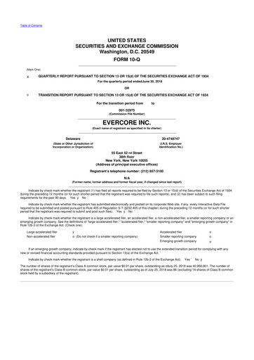 Vorschaubild Evercore 10-Q Quartalsbericht 2018 