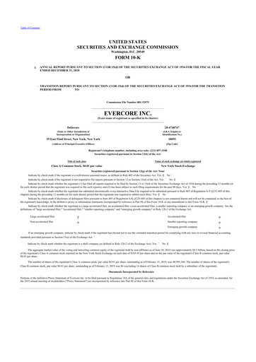 Thumbnail Evercore 10-K Annual Report 2018