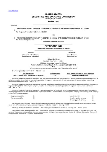 Vorschaubild Evercore 10-Q Quartalsbericht 2020 