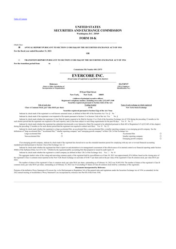 Thumbnail Evercore 10-K Annual Report 2021