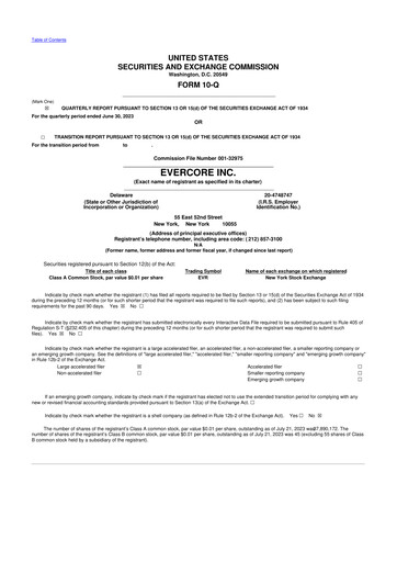 Vorschaubild Evercore 10-Q Quartalsbericht 2023 