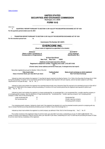 Vorschaubild Evercore 10-Q Quartalsbericht 2024 
