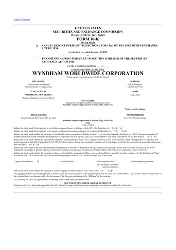 Thumbnail Travel + Leisure 10-K Annual Report 2012