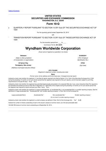 Miniature Travel + Leisure 10-Q Rapport trimestriel 2013 
