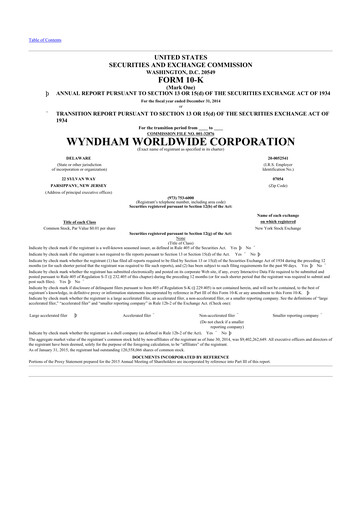 Thumbnail Travel + Leisure 10-K Annual Report 2014