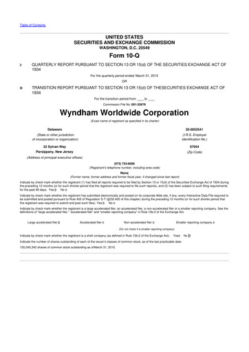 Miniature Travel + Leisure 10-Q Rapport trimestriel 2015 