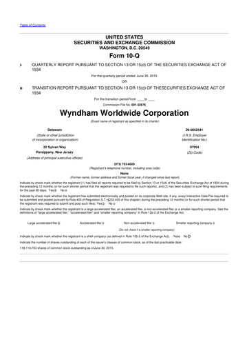Miniature Travel + Leisure 10-Q Rapport trimestriel 2015 
