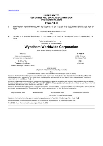 Miniature Travel + Leisure 10-Q Rapport trimestriel 2016 