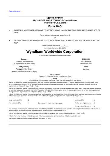 Miniature Travel + Leisure 10-Q Rapport trimestriel 2017 