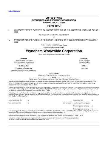 Miniature Travel + Leisure 10-Q Rapport trimestriel 2018 