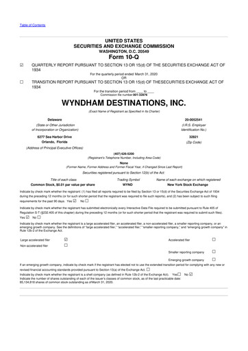 Miniature Travel + Leisure 10-Q Rapport trimestriel 2020 