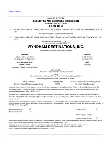 Miniature Travel + Leisure 10-Q Rapport trimestriel 2020 