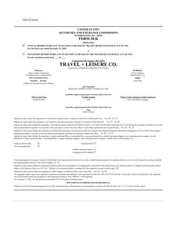 Thumbnail Travel + Leisure 10-K Annual Report 2020