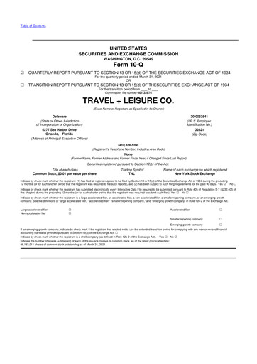 Miniature Travel + Leisure 10-Q Rapport trimestriel 2021 