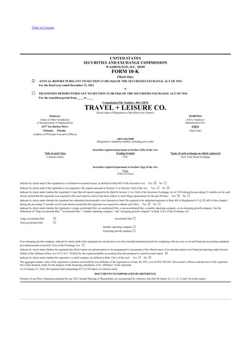 Thumbnail Travel + Leisure 10-K Annual Report 2021