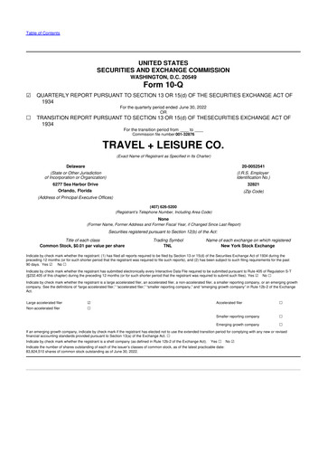 Miniature Travel + Leisure 10-Q Rapport trimestriel 2022 