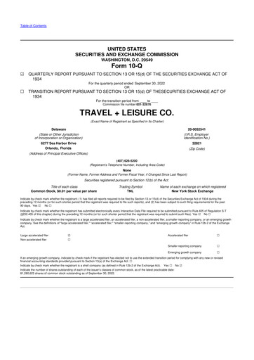 Miniature Travel + Leisure 10-Q Rapport trimestriel 2022 