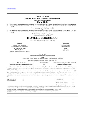 Miniature Travel + Leisure 10-Q Rapport trimestriel 2023 